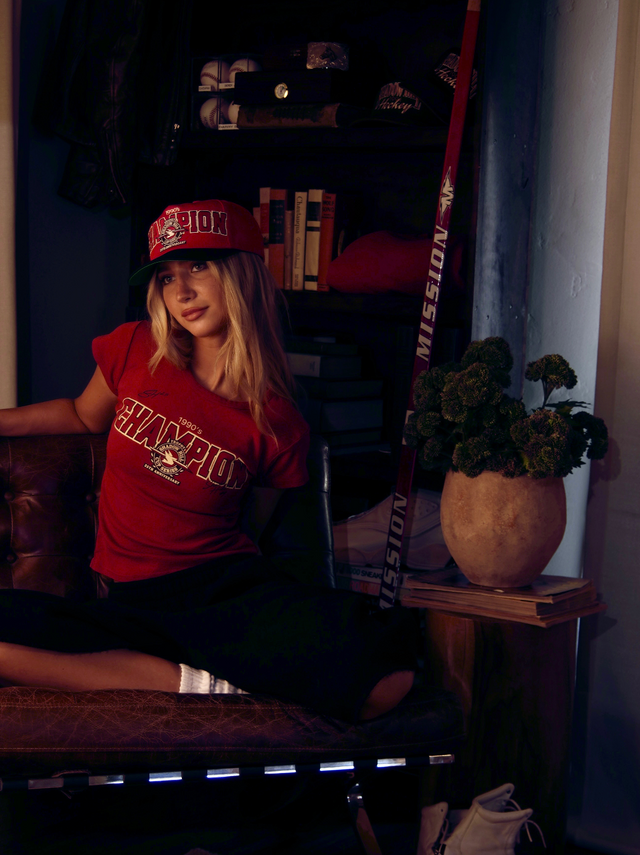 Vintage Red Champion Baby Tee
