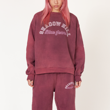 Vintage Burgundy Blue Jeans Crewneck - ShadowHillUSA