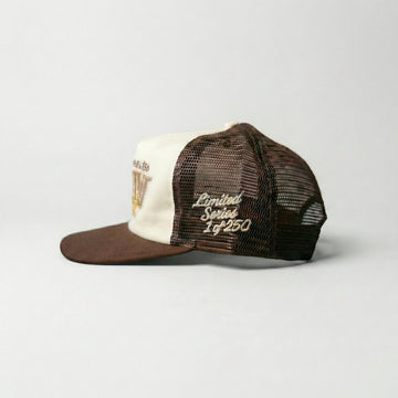 1 of 250 TWO TONE IVORY SADDLE TRUCKER SNAPBACK ShadowHillUSA
