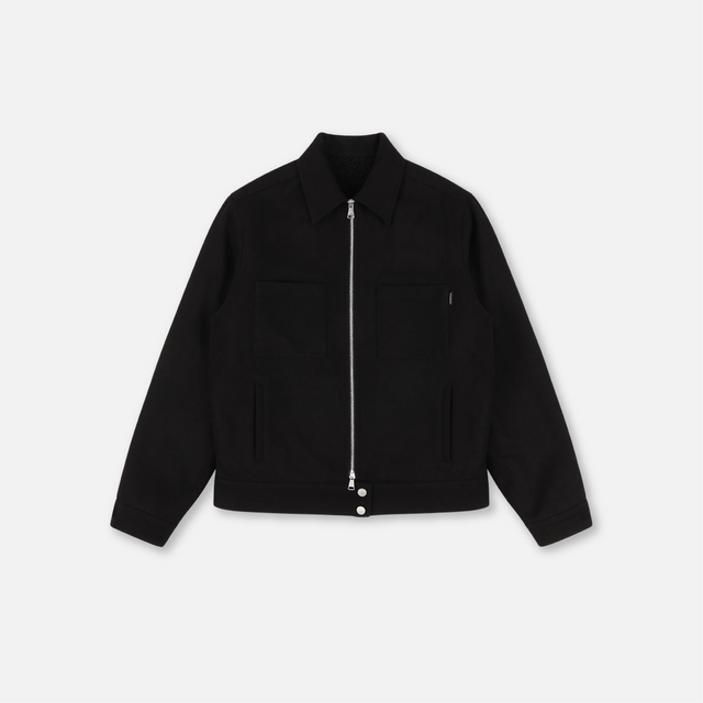 STALLION BLACK WOOL ZIP JACKET