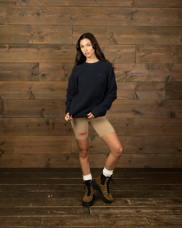 MIDNIGHT BLUE COTTON RIB SWEATER