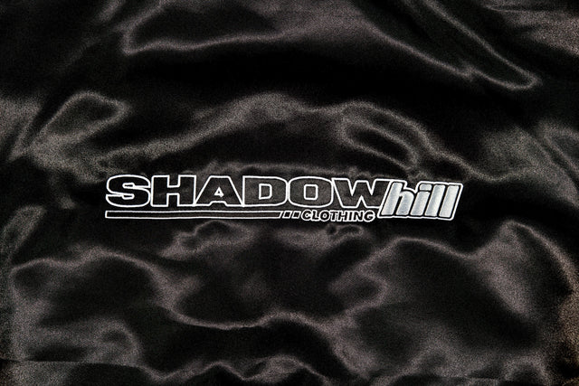 BLACK SATIN VARSITY JACKET