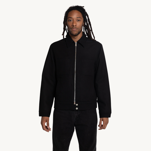 STALLION BLACK WOOL ZIP JACKET