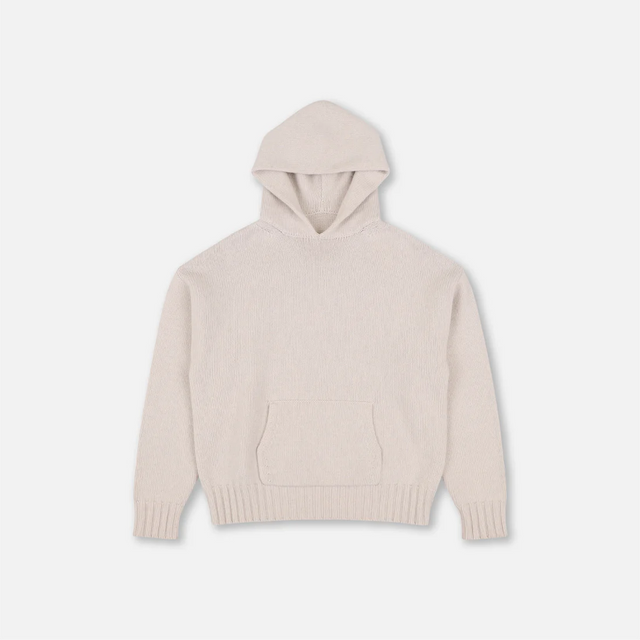 OATMEAL CASHMERE KNIT HOODIE