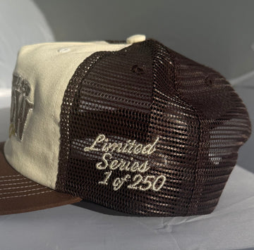 1 of 250 Ivory Saddle Two Tone Trucker Snapback ShadowHillUSA