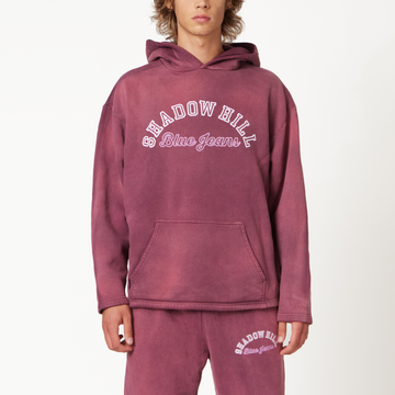 Vintage Burgundy Blue Jeans Hoodie - ShadowHillUSA