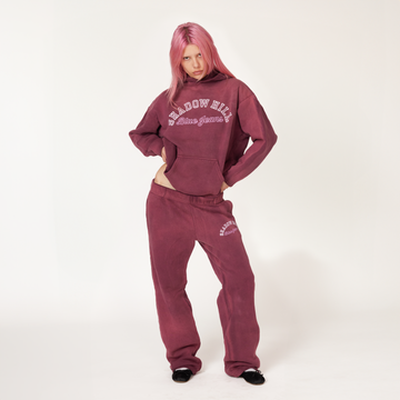 Vintage Burgundy Blue Jeans Hoodie - ShadowHillUSA