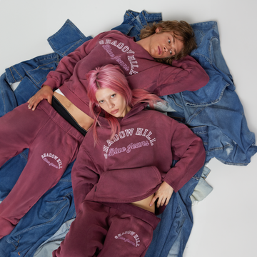 Vintage Burgundy Blue Jeans Hoodie - ShadowHillUSA