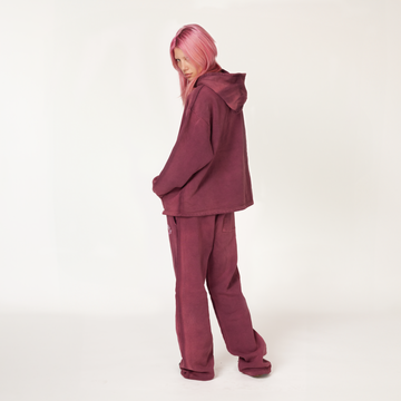 Vintage Burgundy Blue Jeans Hoodie - ShadowHillUSA