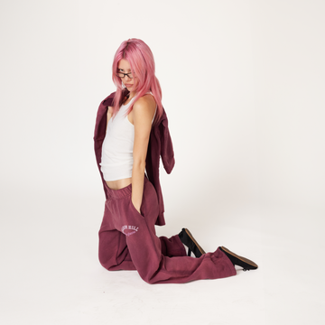 Vintage Burgundy Blue Jeans Sweatpants - ShadowHillUSA
