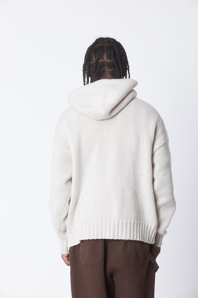 OATMEAL CASHMERE KNIT HOODIE