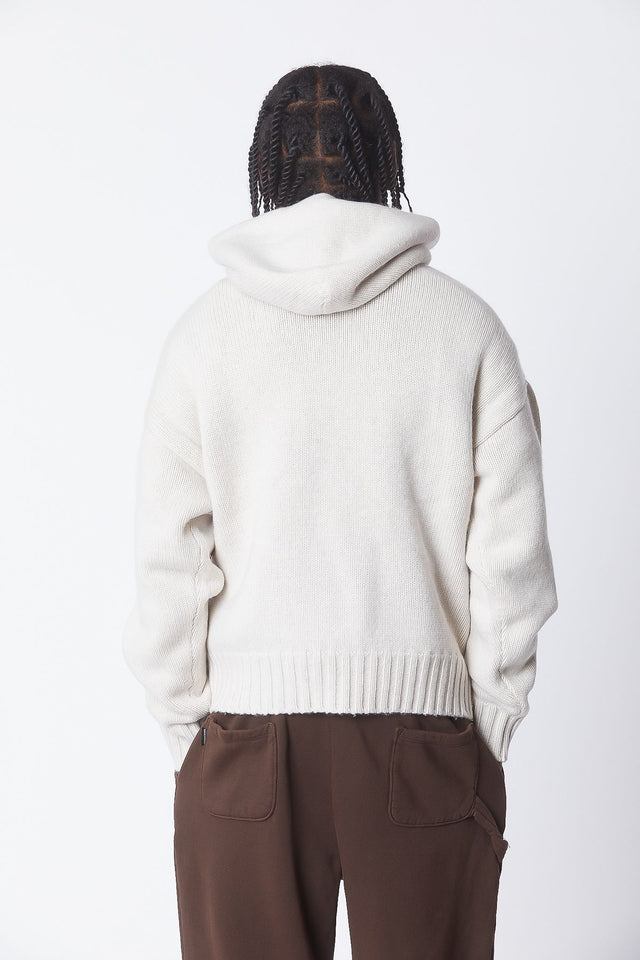 OATMEAL CASHMERE KNIT HOODIE