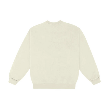 Cream crewneck sweatshirt, plain back view.