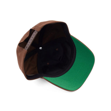 Brown Shadow Hill Sunday Rally cap with red and yellow embroidery and a white signature on the brim