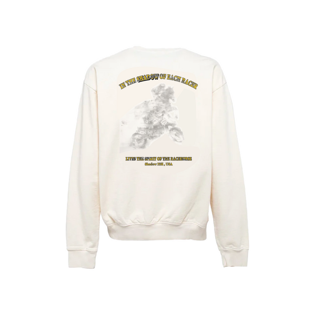 IVORY SPIRIT RACER REVERSE COLLAR CREWNECK