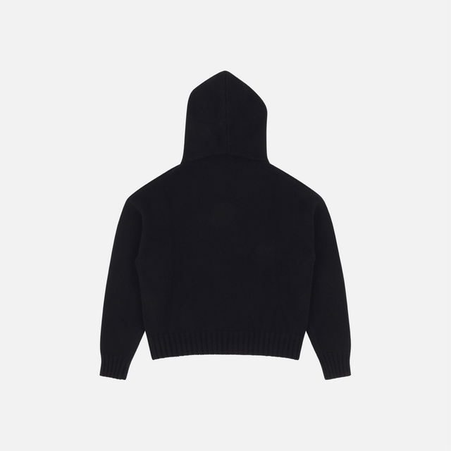 WARM BLACK CASHMERE KNIT HOODIE