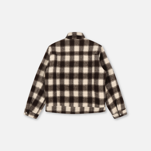 WALNUT PLAID WOOL ZIP JACKET