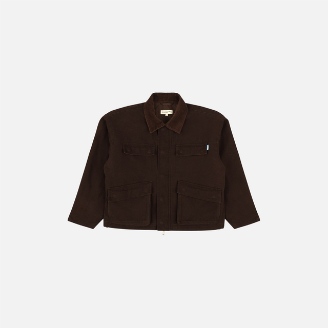 BROWN 4 POCKET CANVAS CARGO JACKET