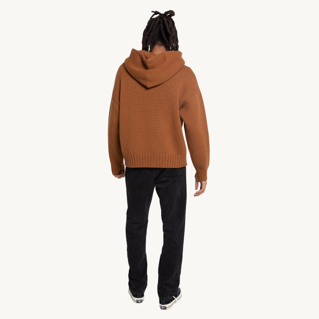 DARK PINE CASHMERE KNIT HOODIE