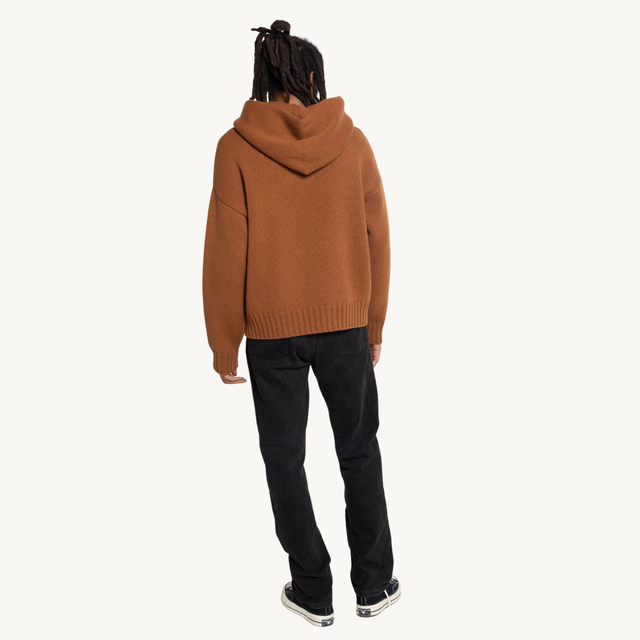 DARK PINE CASHMERE KNIT HOODIE