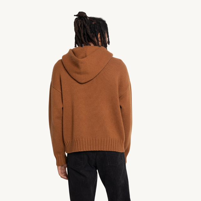 DARK PINE CASHMERE KNIT HOODIE