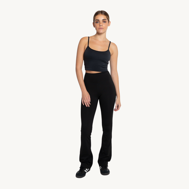 Black Leicra Flare Leggings