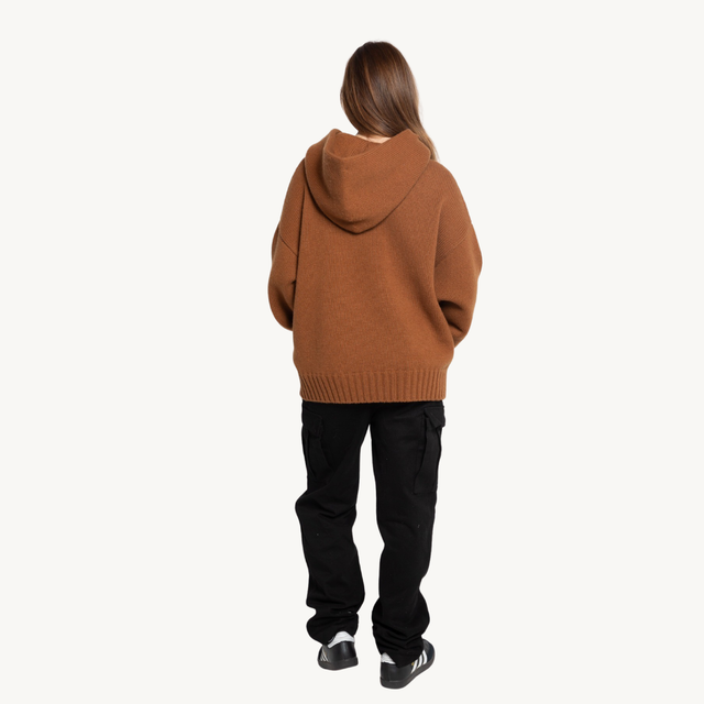 DARK PINE CASHMERE KNIT HOODIE