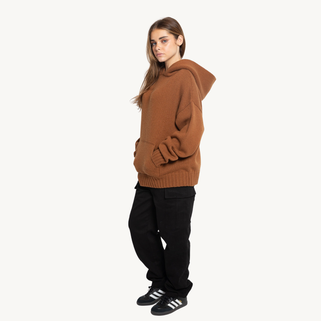 DARK PINE CASHMERE KNIT HOODIE